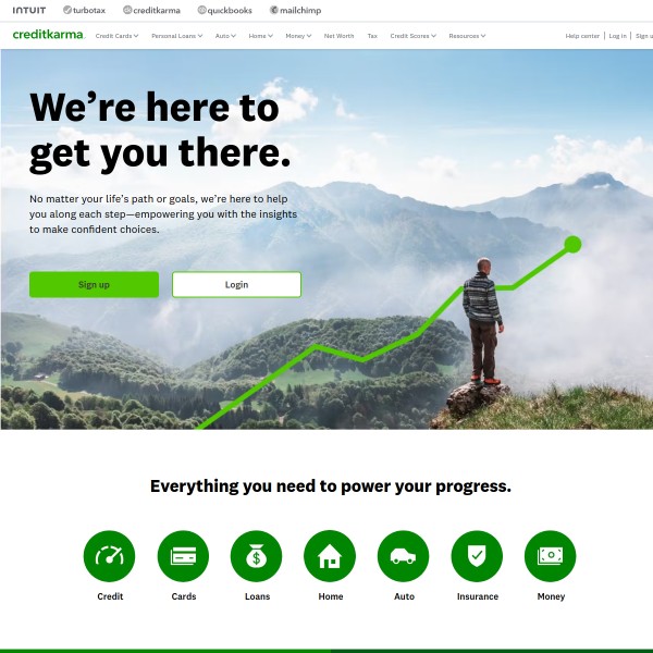 Credit Karma homepage screenshot