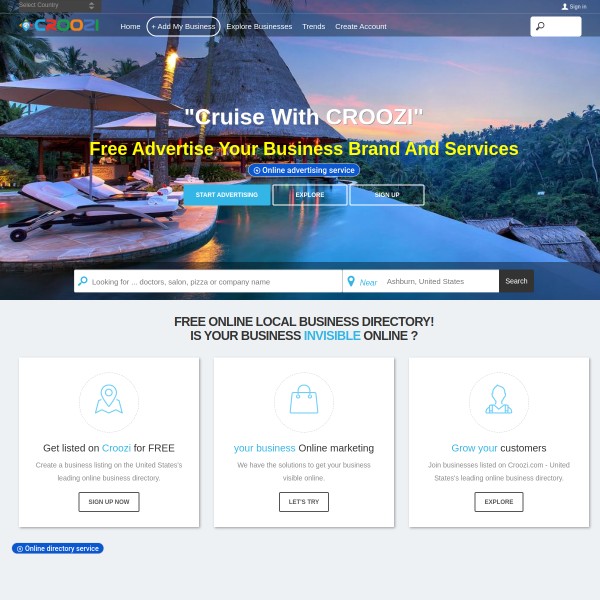Croozi homepage screenshot