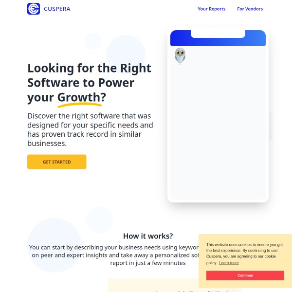 Cuspera homepage screenshot