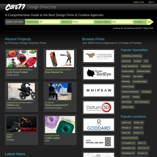 Core 77 homepage screenshot