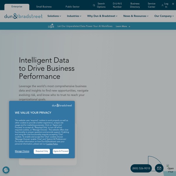 Dun & Bradstreet homepage screenshot