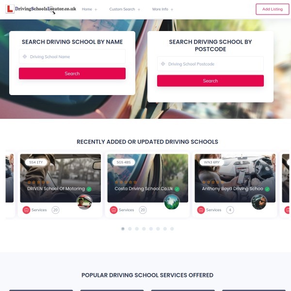 DrivingSchoolsLocator.co.uk homepage screenshot