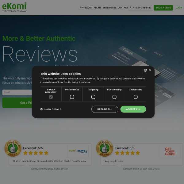 eKomi homepage screenshot