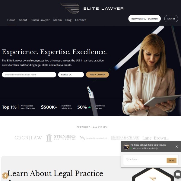 Elite Lawyer homepage screenshot