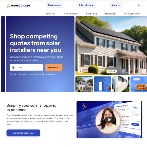 EnergySage homepage screenshot