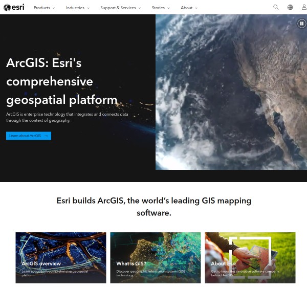 Esri homepage screenshot