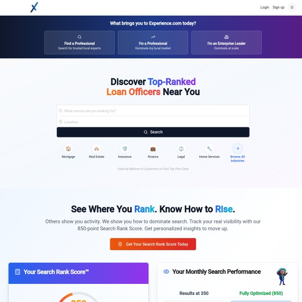 Experience.com homepage screenshot