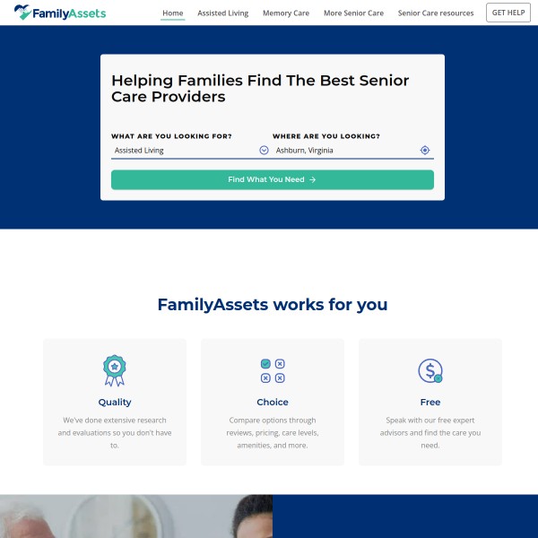 Family Assets homepage screenshot
