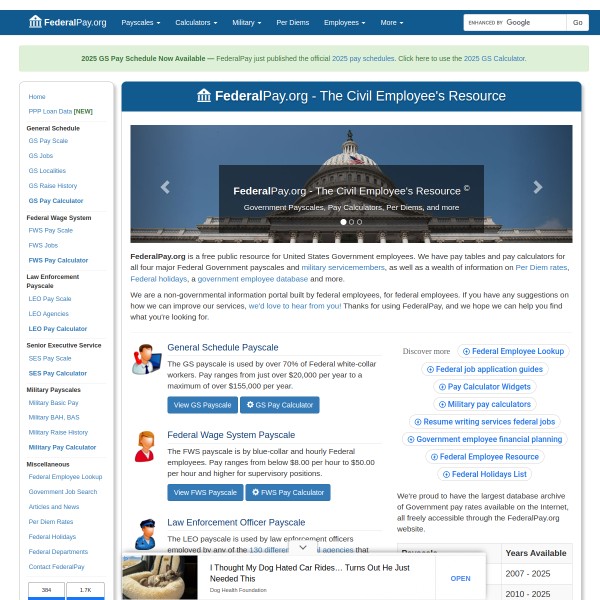 FederalPay.org homepage screenshot