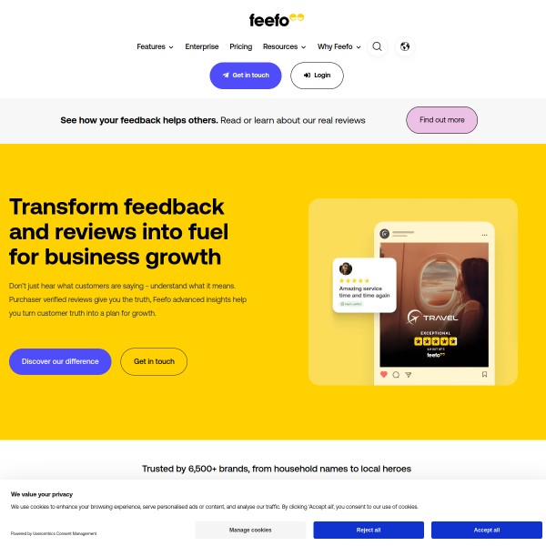 Feefo homepage screenshot