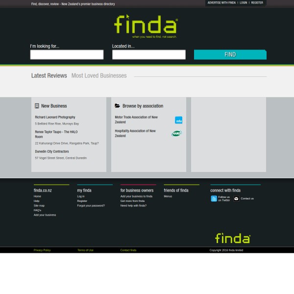 Finda.co.nz homepage screenshot