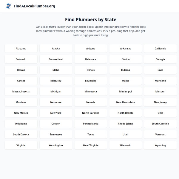 Find a Local Plumber homepage screenshot