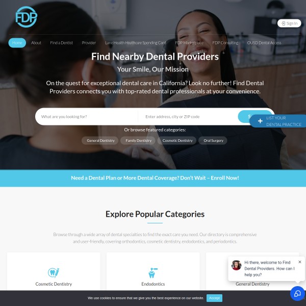 Find Dental Providers homepage screenshot