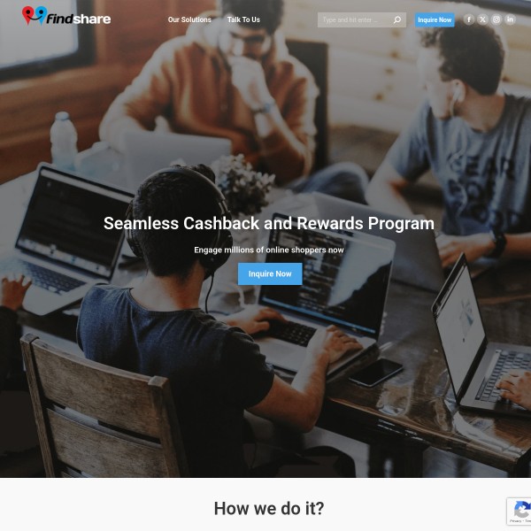 Findshare homepage screenshot