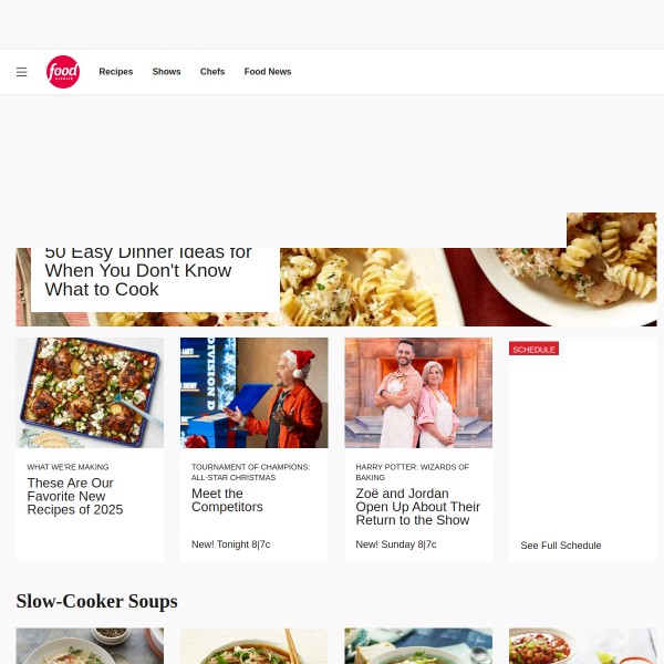 Food Network homepage screenshot