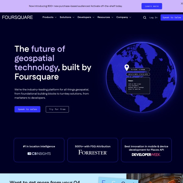 Foursquare homepage screenshot