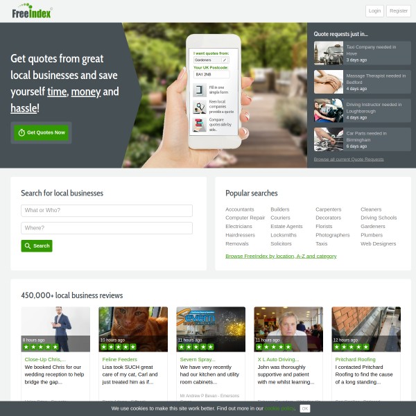 FreeIndex homepage screenshot