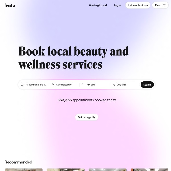 Fresha homepage screenshot