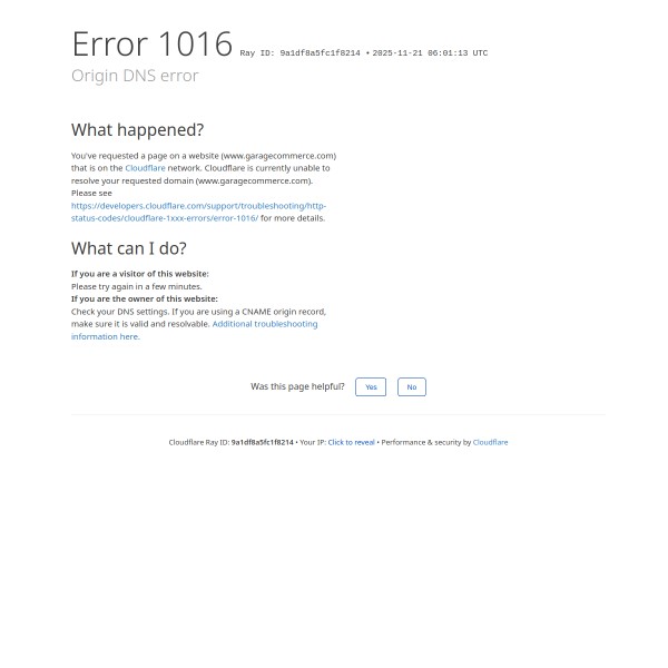 Garage Commerce homepage screenshot
