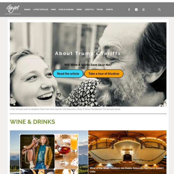 Gayot homepage screenshot