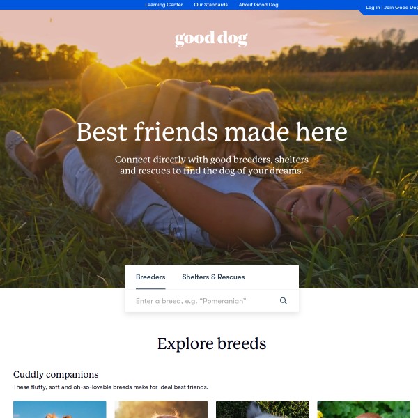 Good Dog homepage screenshot