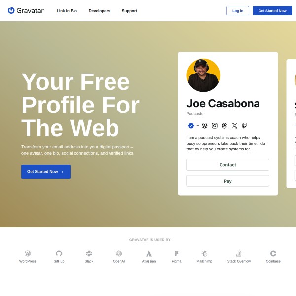 Gravatar homepage screenshot