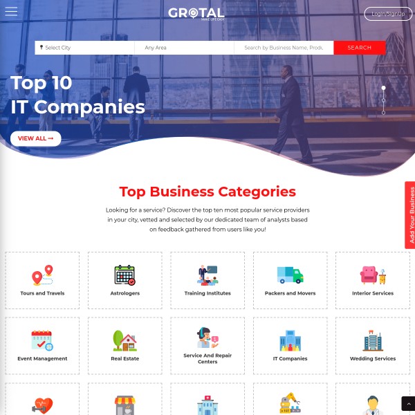 Grotal homepage screenshot