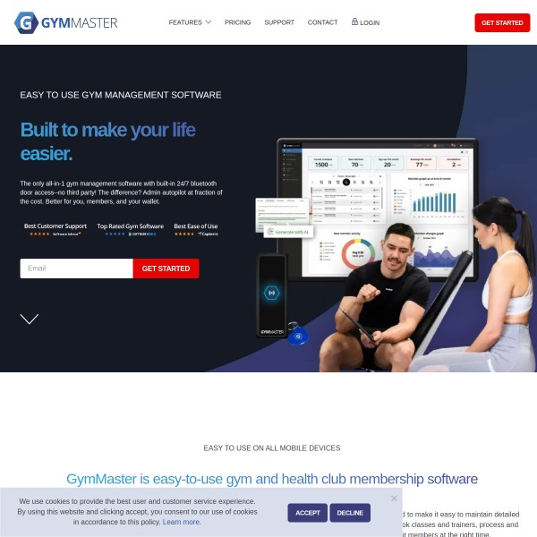 GymMaster homepage screenshot