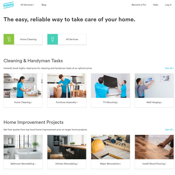 Handy homepage screenshot
