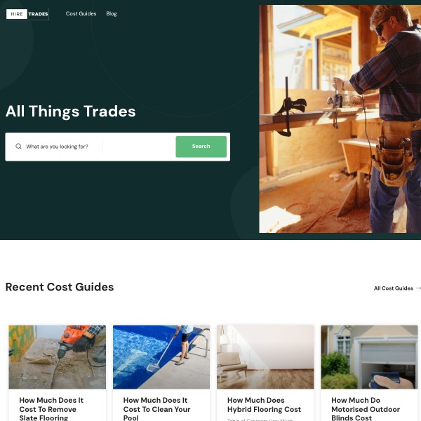 Hire Trades homepage screenshot