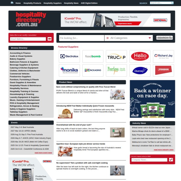 hospitalitydirectory.com.au homepage screenshot