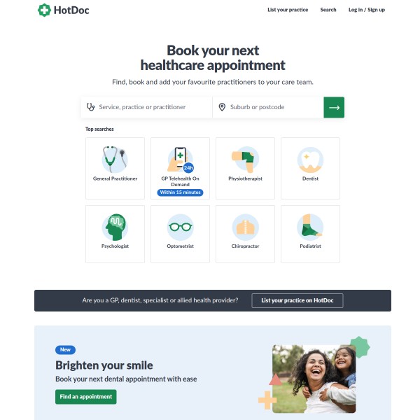 HotDoc homepage screenshot