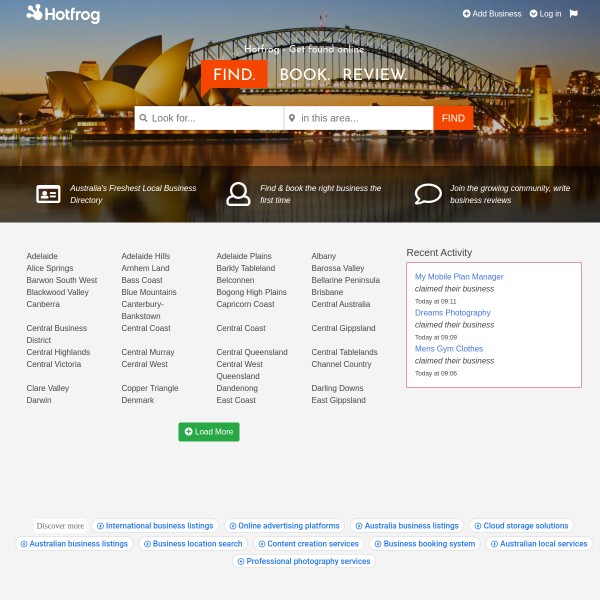 Hotfrog homepage screenshot