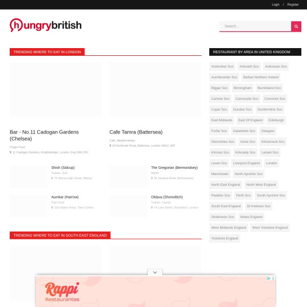 Hungry British homepage screenshot