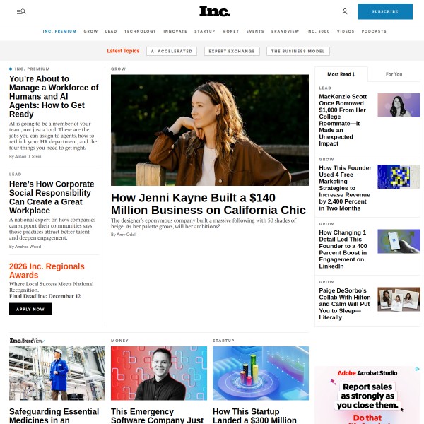 Inc.com homepage screenshot