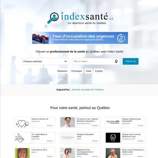 indexsante.ca homepage screenshot