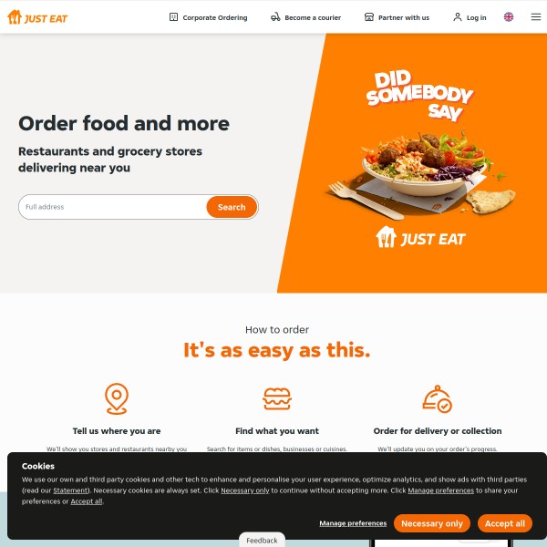 Just eat official website online