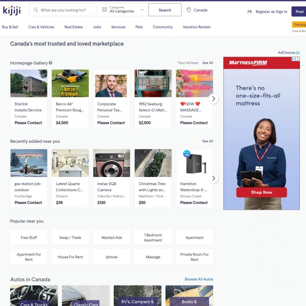 Kijiji homepage screenshot