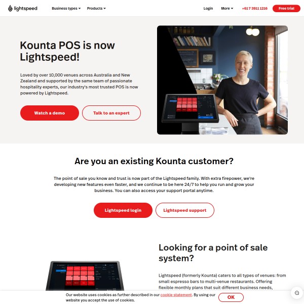 Kounta homepage screenshot