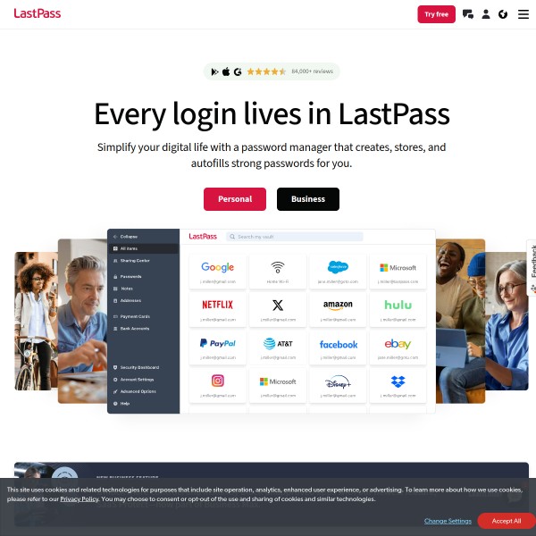 Lastpass homepage screenshot