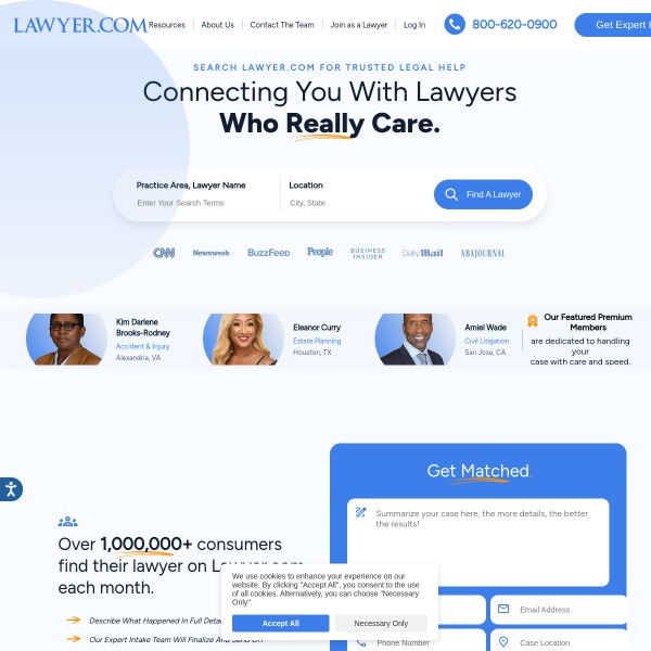 Lawyer.com homepage screenshot