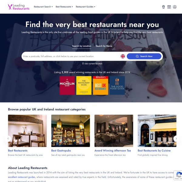 Leading Restaurants homepage screenshot