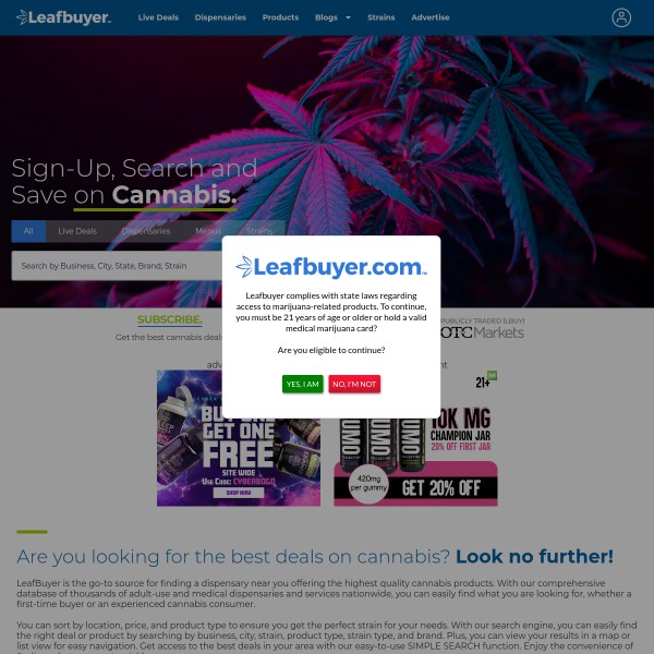 Leafbuyer homepage screenshot