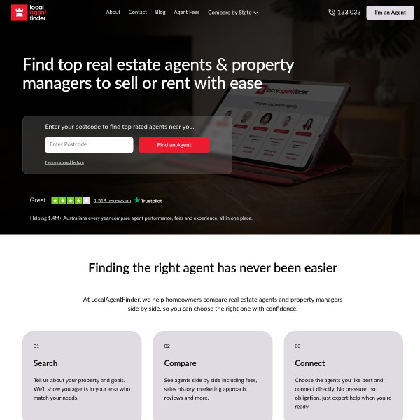 Local Agent Finder homepage screenshot