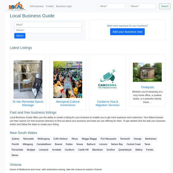Local Business Guide homepage screenshot