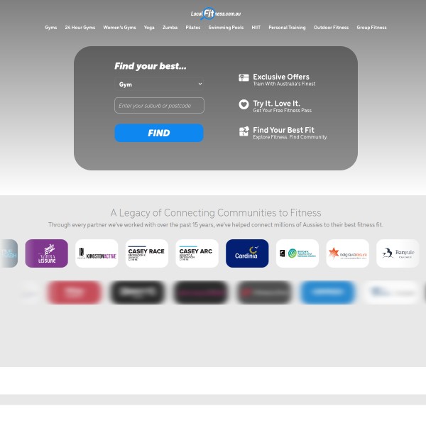 LocalFitness.com.au homepage screenshot
