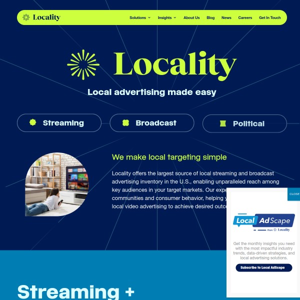 Locality homepage screenshot