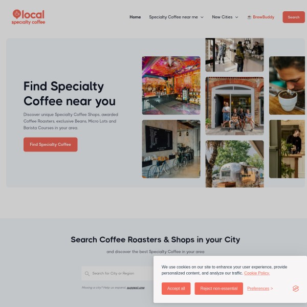 Local Specialty Coffee homepage screenshot