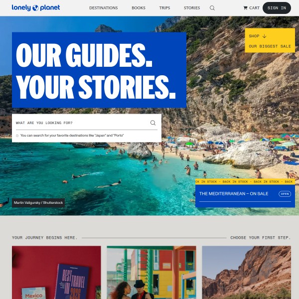 Lonely Planet homepage screenshot