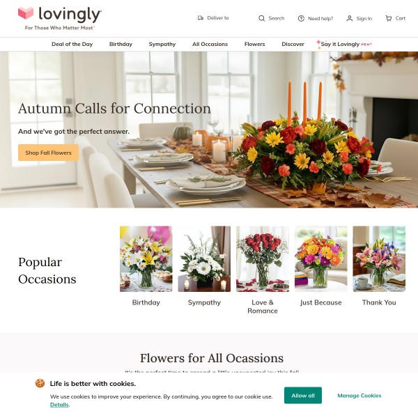 Lovingly homepage screenshot